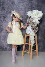 Load image into Gallery viewer, Lemon swiss dot Classic dress with 2 hairbows