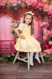 Lemon smock dress with 2 hairbows