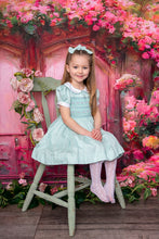 Load image into Gallery viewer, Mint with Lilac smocking with 2 hairbows