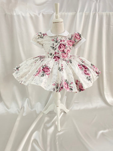 Floral  classic dress with hairbow and pants