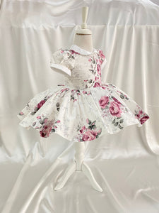 Floral  classic dress with hairbow and pants