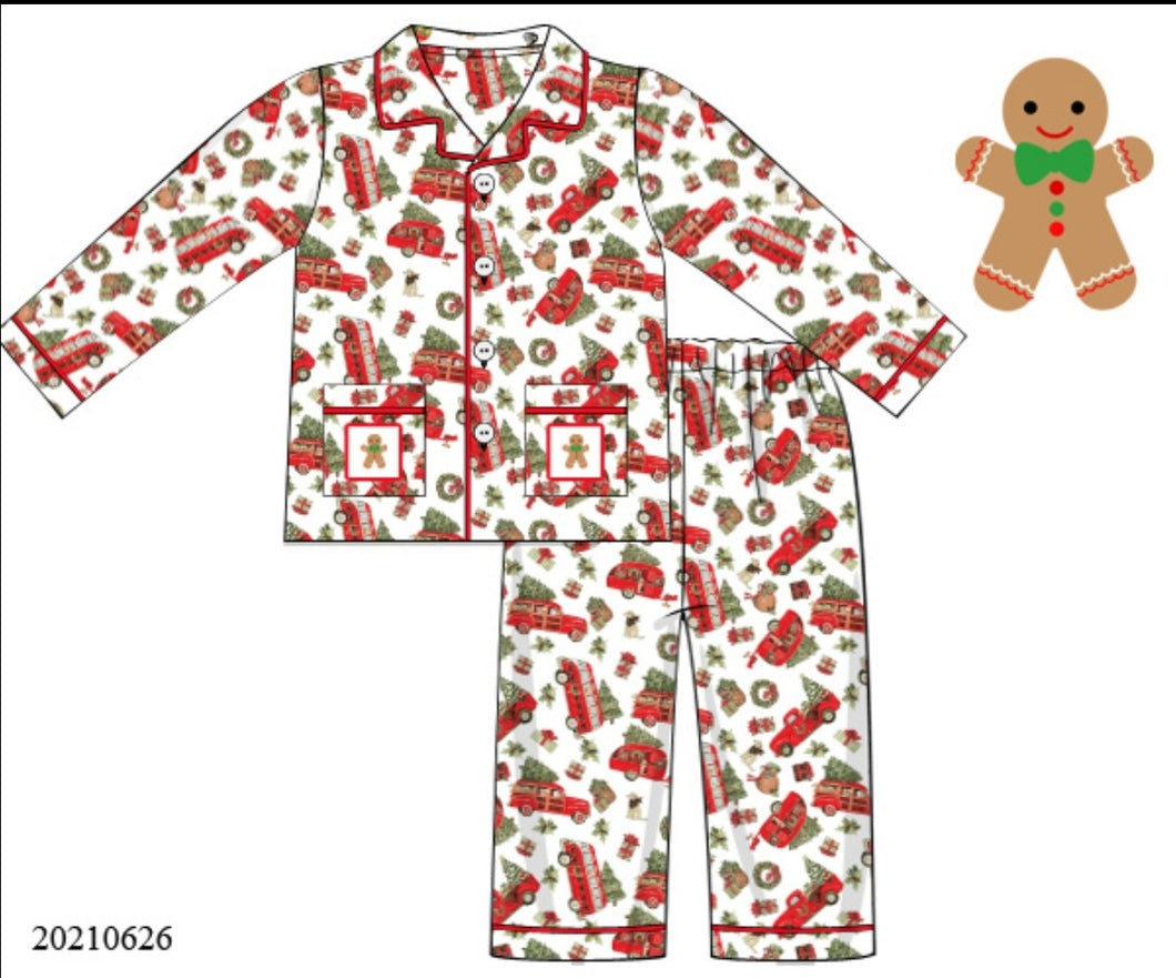 Boys gingerbread smock pjs