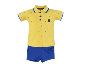 Boys  lemon polo and shorts