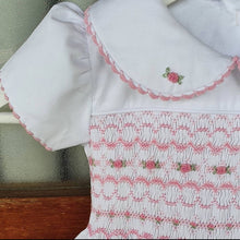 Load image into Gallery viewer, white with pink smocking