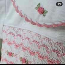 Load image into Gallery viewer, white with pink smocking