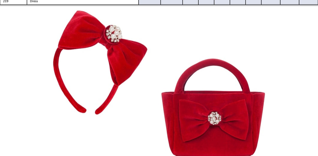 red velvet handbag