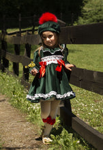 Load image into Gallery viewer, Girls green velvet and smock