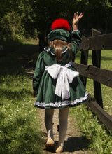 Load image into Gallery viewer, Girls green velvet and smock