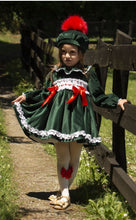 Load image into Gallery viewer, Girls green velvet and smock