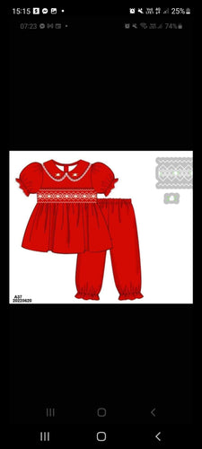 Red girls smock pjs