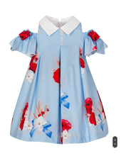 Load image into Gallery viewer, LBlue roses Balloon Chic dress, bag and hairband