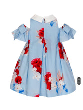 Load image into Gallery viewer, LBlue roses Balloon Chic dress, bag and hairband